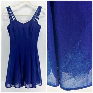 Vintage All That Jazz Blue Purple Sparkly Iridescent Strappy Party Mini Dress